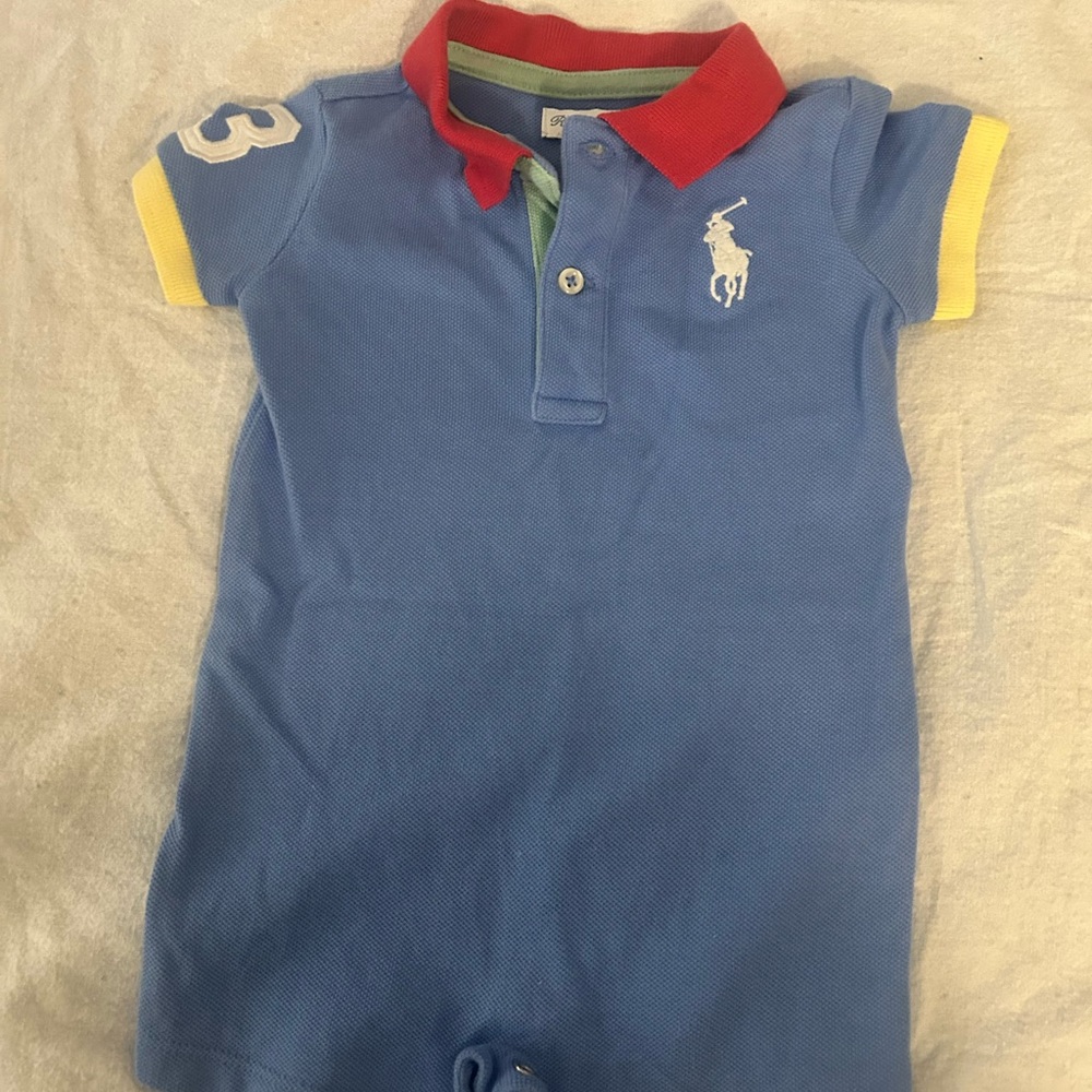 Ralph Lauren Blue and Red Bodysuit with Yellow Accents